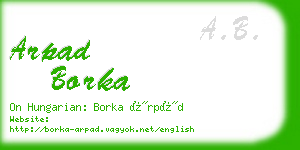 arpad borka business card